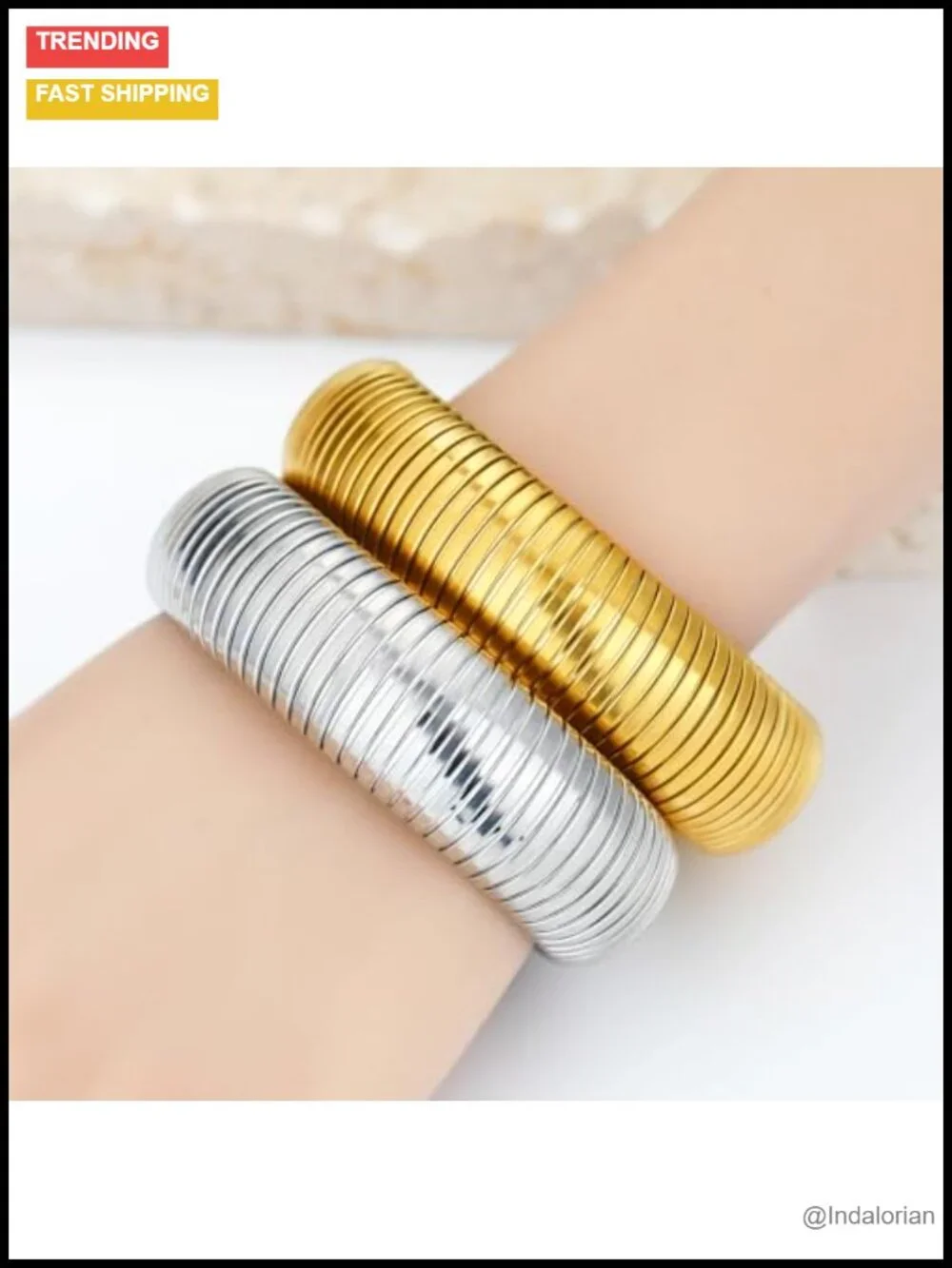 Chunky Stainless Steel Snake Chain Bangle Bracelets Stack Set